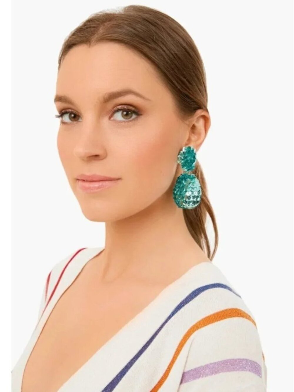 NEW Tuckernuck Turquoise Sequin Sandra Earrings Teardrop Statement Dangle Drop
